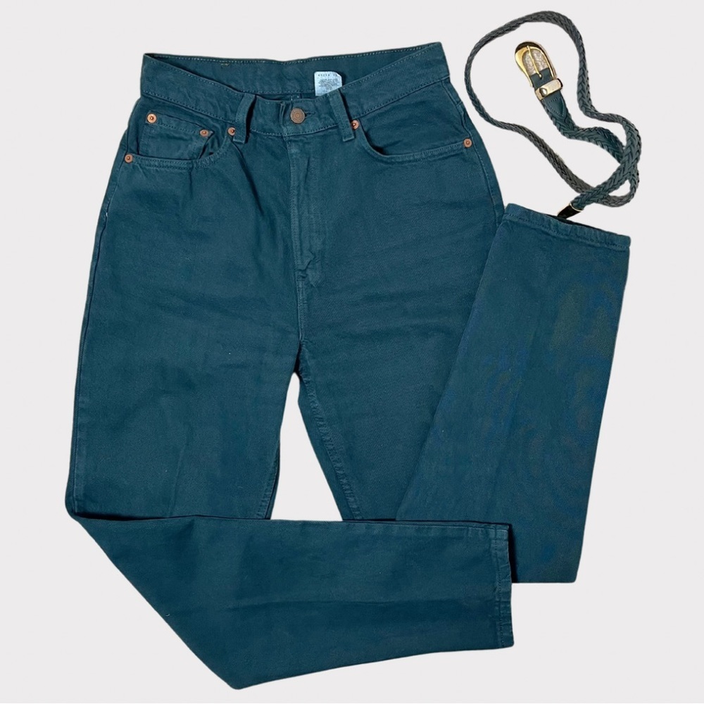 Vintage Levi’s Jeans + Capezio Belt | 521 | USA | Green | Tapered | 10 - Picture 2 of 14